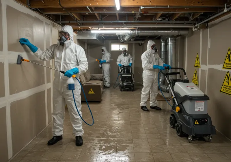 Basement Moisture Removal and Structural Drying process in Shady Hollow, TX